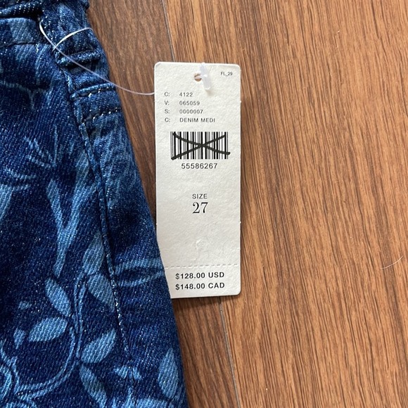 Anthropologie Pilcro Floral-Printed Slim Jeans - denim medium blue Size 27 - Picture 5 of 10